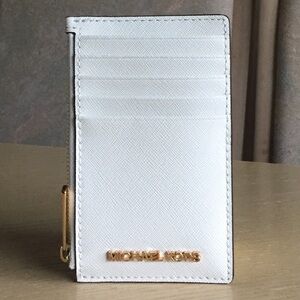 Michael Kors Optic White Leather Card Holder Case